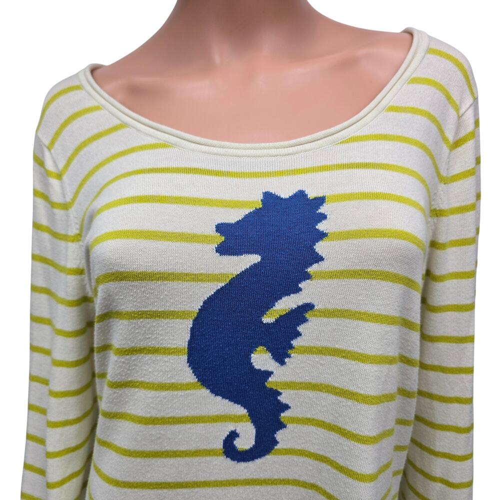 Tommy Bahama Seahorse Striped Sweater XL Crewneck Preppy Coastal Nautical - Picture 5 of 13